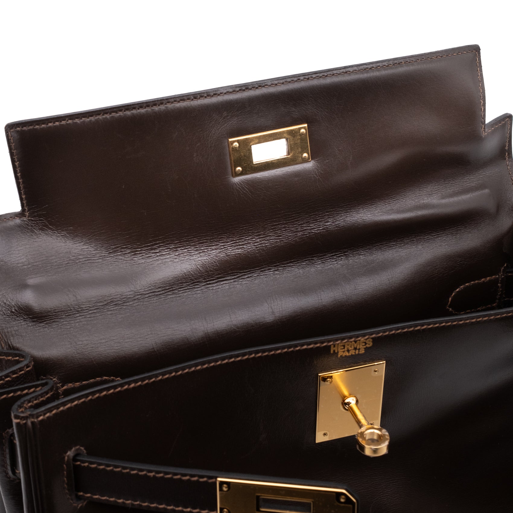 Hermès Kelly 28 Boxcalf Chocolate Braun Retourne GHW