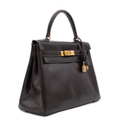 Hermès Kelly 28 Boxcalf Chocolate Braun Retourne GHW