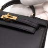 Vintage Hermès Micro Mini Kelly 15 in schwarzem Boxcalf Leder mit goldfarbener Hardware im Sellier Stil