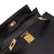 Vintage Hermès Micro Mini Kelly 15 in schwarzem Boxcalf Leder mit goldfarbener Hardware im Sellier Stil